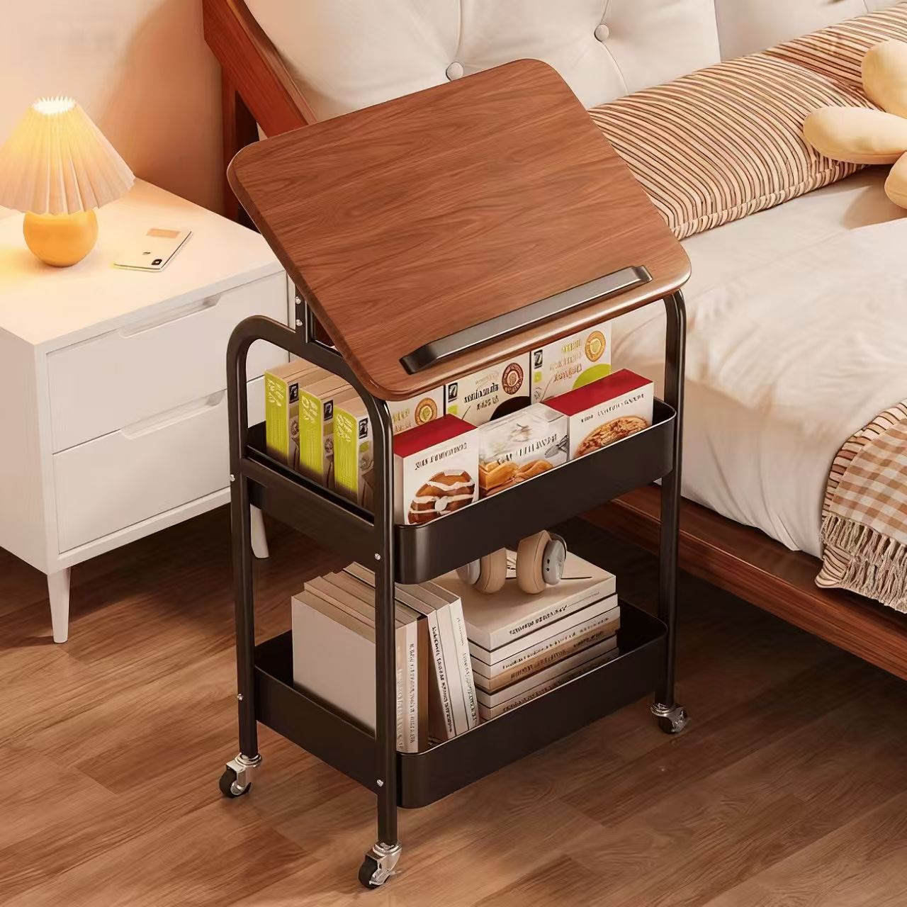 Book Cart Rolling - Carrinhos de Utilidade Portáteis com Rodas,