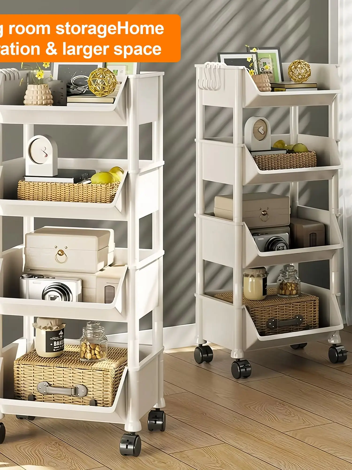 Book Cart Rolling - Carrinho de Armazenamento Versátil de 4/5