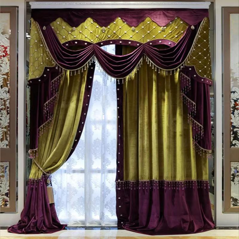 Office Furniture Hong Kong - Cortinas Patchwork com Contas Brancas, Roxas