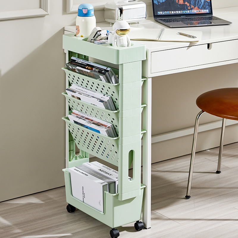 Book Cart Rolling - Carrinho de Armazenamento com Rodas para
