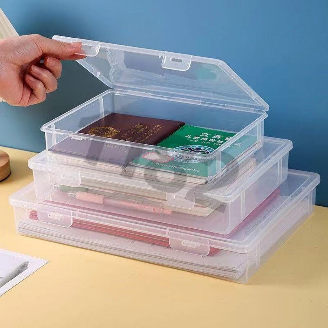 Binder Storage Box - Caixa Organizadora Empilhável Transparente A4 com