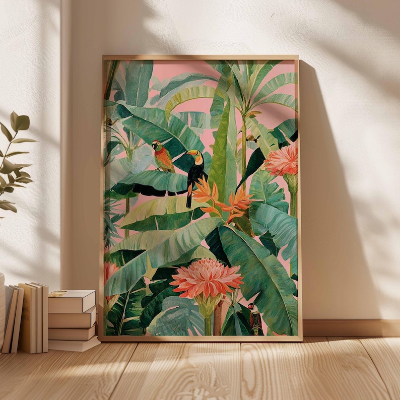 1 pôster retrô tropical em tel - Office Furniture For Sale avaliação e preço